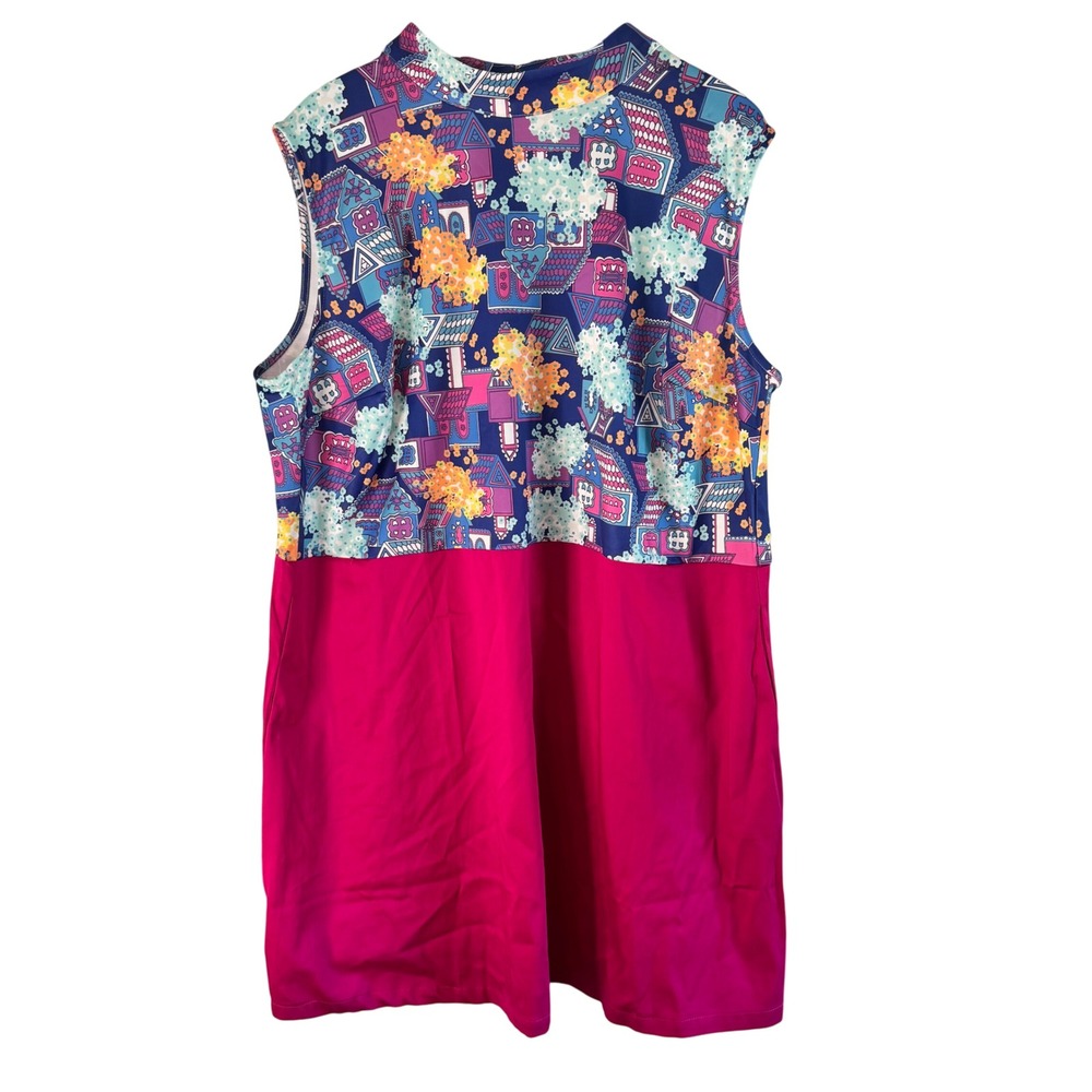 Smak Parlour Sleeveless Mini Dress‎ - Houses Flowers Print - Plus Size 3X